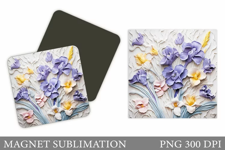 Irises Magnet Design. 3D Flowers Magnet Sublimation