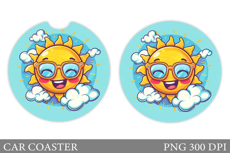 Cute Sun Car Coaster. Positive Sun Coaster Design