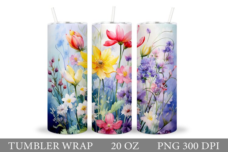 Wildflowers Tumbler Sublimation. Summer Tumbler Design