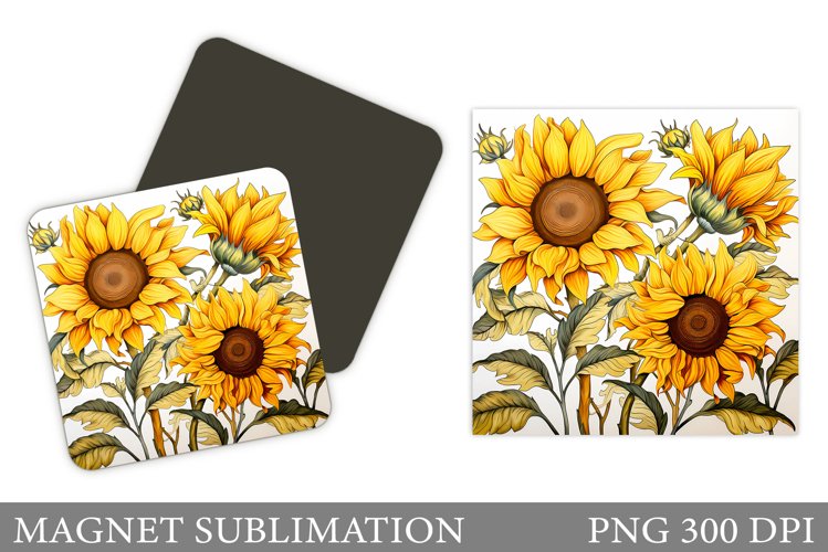 Sunflowers Magnet Design. Flowers Magnet Sublimation