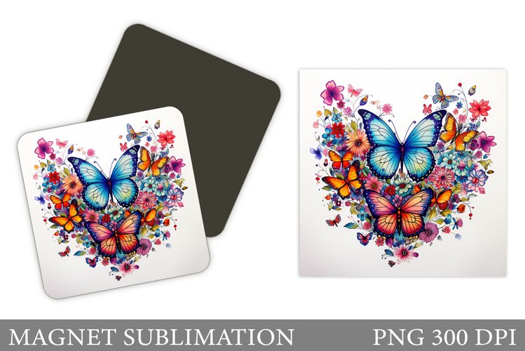 Butterflies Magnet Design. Square Magnet Butterflies