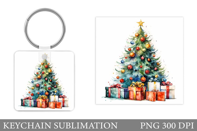 Christmas Tree Keychain. Christmas Keychain Sublimation example image 1