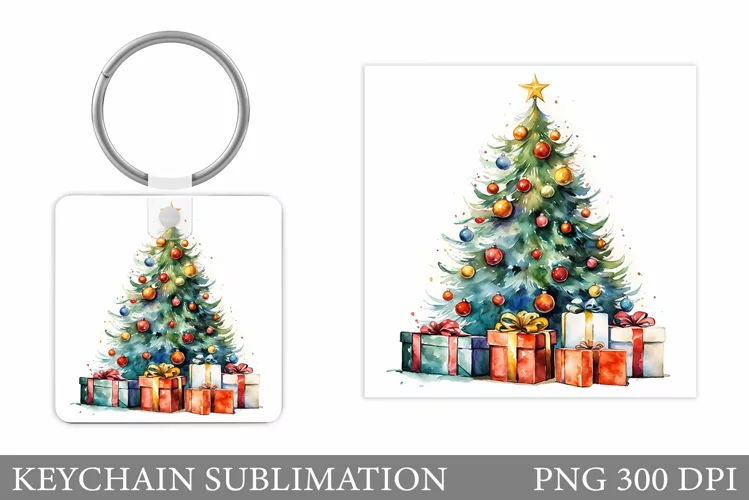 Christmas Tree Keychain. Christmas Keychain Sublimation