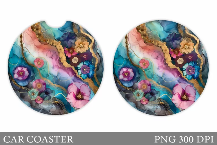 Flowers Car Coaster Sublimation. Flowers Coaster Design