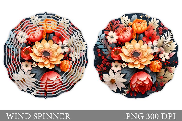 Flowers Wind Spinner Sublimation. Flowers Spinner Design example image 1