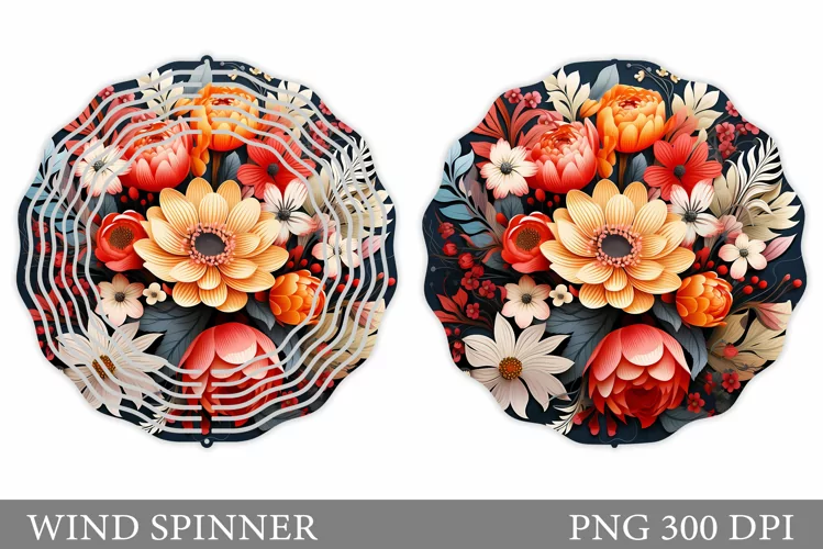 Flowers Wind Spinner Sublimation. Flowers Spinner Design