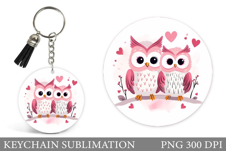 Valentines Owl Keychain. Valentines Keychain Sublimation