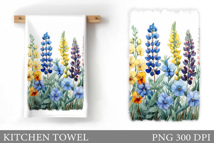 Wildflowers Kitchen Towel. Summer Flowers Kitchen Towel