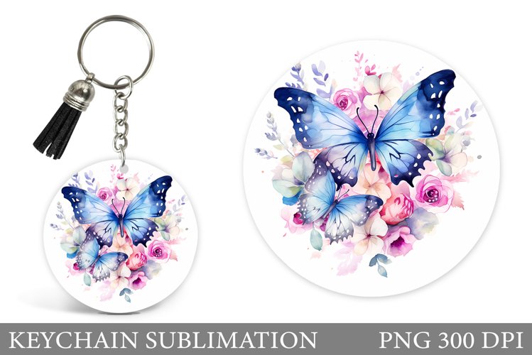 Butterfly Keychain Design. Round Keychain Flowers example image 1