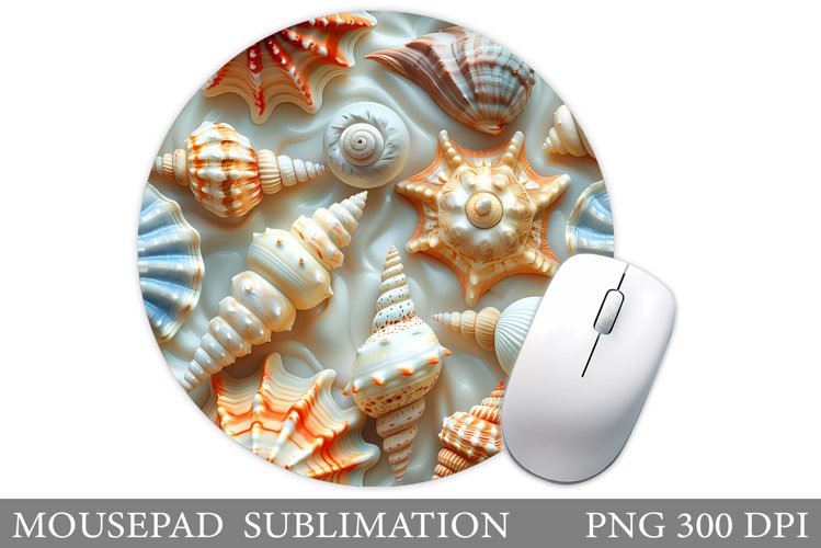 3D Seashell Mouse Pad. Sea Mouse Pad Design