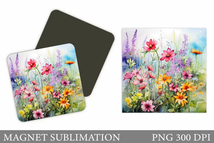 Flowers Magnet. Wildflowers Magnet Sublimation