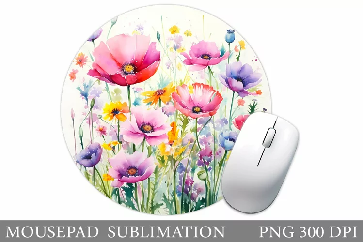 Wildflowers Mouse Pad. Flowers Mouse Pad Sublimation