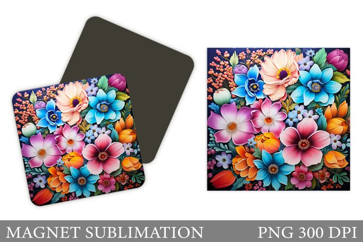 Flowers Magnet Design. Flowers Magnet Sublimation example image 1