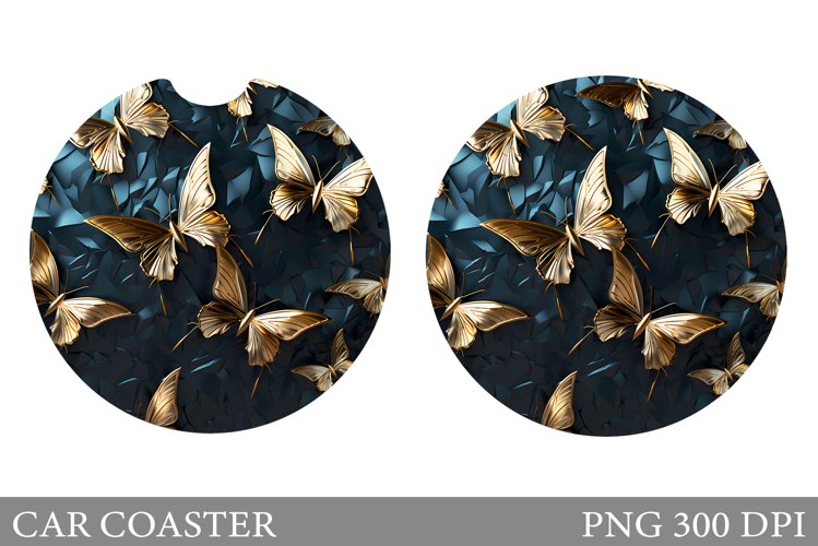 Butterflies Car Coaster Sublimation. Butterfly Car Coaster example image 1
