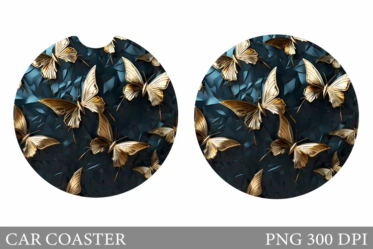 Butterflies Car Coaster Sublimation. Butterfly Car Coaster