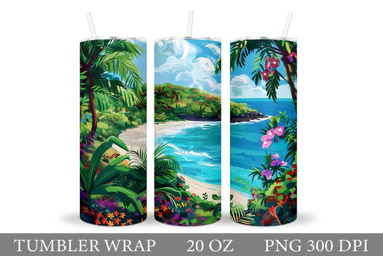 Sea Tumbler Sublimation. Beach Tumbler Wrap Design