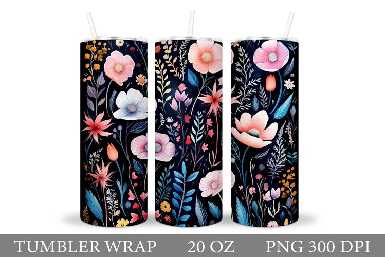 Flowers Tumbler Design. Flowers Tumbler Wrap Sublimation