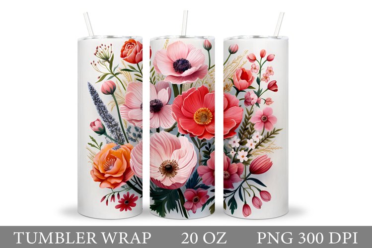 3D Flowers Tumbler Design. Flowers Tumbler Sublimation