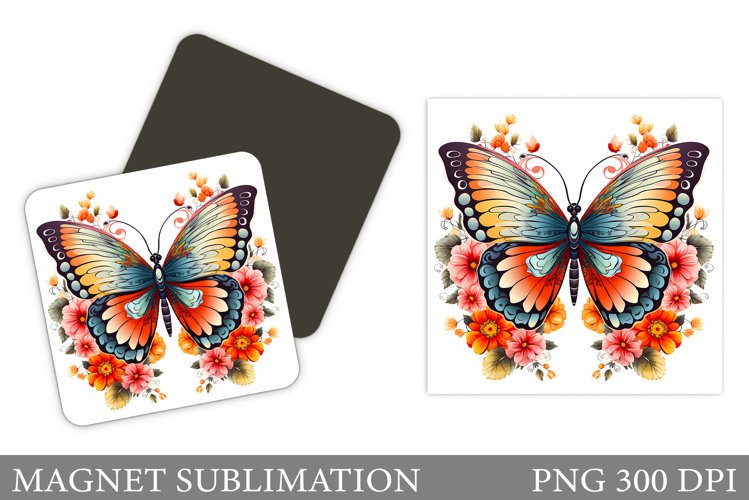 Butterfly Magnet Design. Flowers Magnet Sublimation example image 1