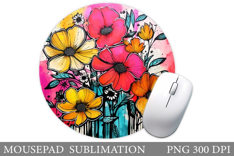 Flowers Mouse Pad Design. Flowers Round Mouse Pad example image 1