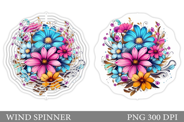 Flowers Wind Spinner Design. Floral Wind Spinner Sublimation