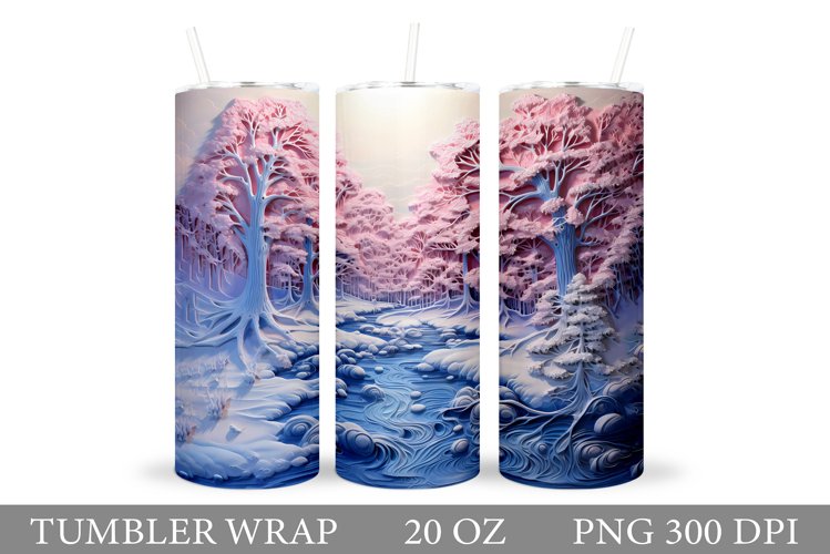 Winter Tumbler Wrap Design. Winter Landscape Tumbler