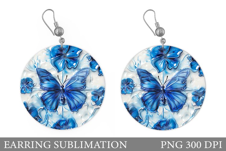 Butterfly Earring Sublimation. Round Earring Butterfly