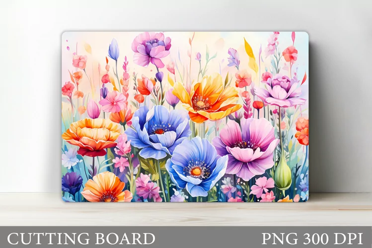 Wildflowers Cutting Board. Flowers Cutting Board Sublimation