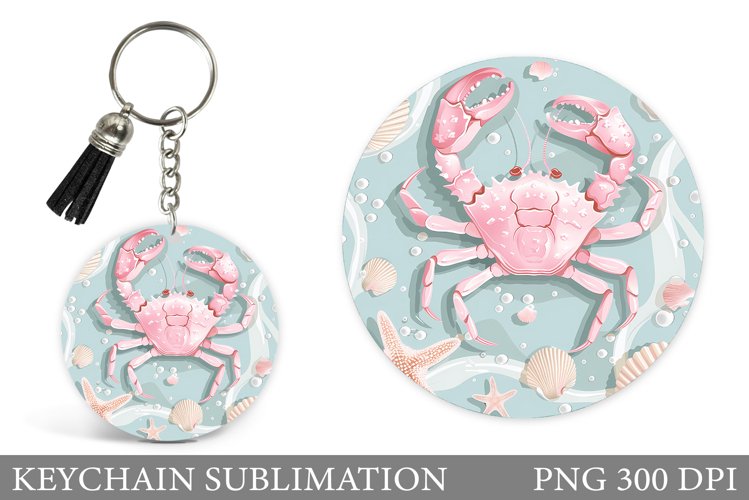 Crab Keychain Design. Sea Keychain Sublimation