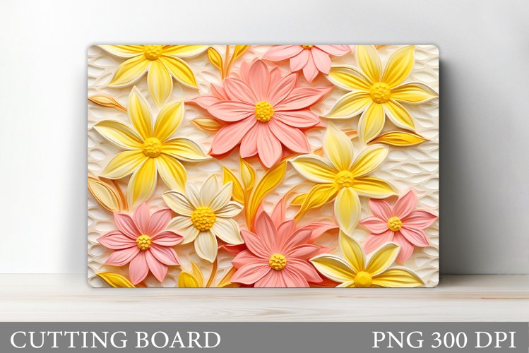 Flowers Cutting Board. 3D Flowers Cutting Board Sublimation example image 1