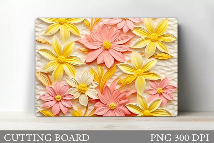 Flowers Cutting Board. 3D Flowers Cutting Board Sublimation