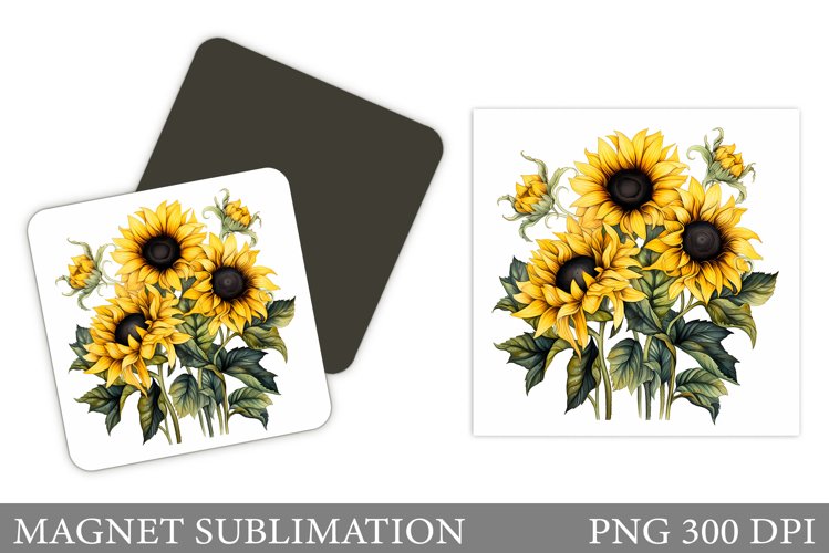 Sunflowers Magnet. Summer Flowers Magnet Sublimation