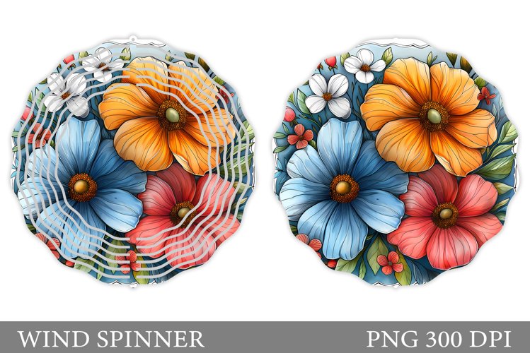 Flowers Wind Spinner Design. Flowers Wind Spinner Template example image 1