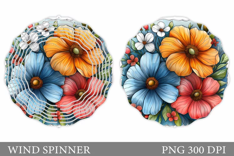 Flowers Wind Spinner Design. Flowers Wind Spinner Template