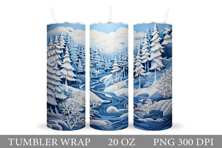 Winter Tumbler Sublimation. Winter Landscape Tumbler Design example image 1