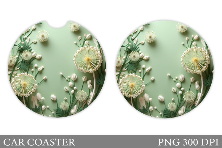 Flowers Car Coaster Design. Summer Car Coaster Template example image 1