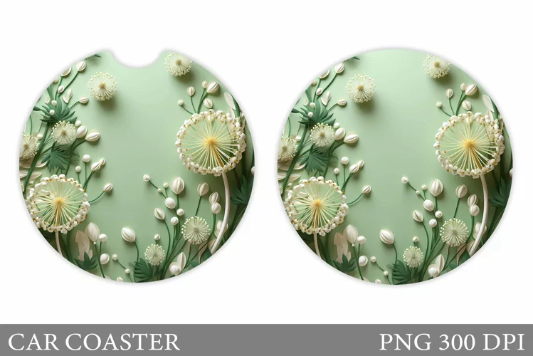 Flowers Car Coaster Design. Summer Car Coaster Template