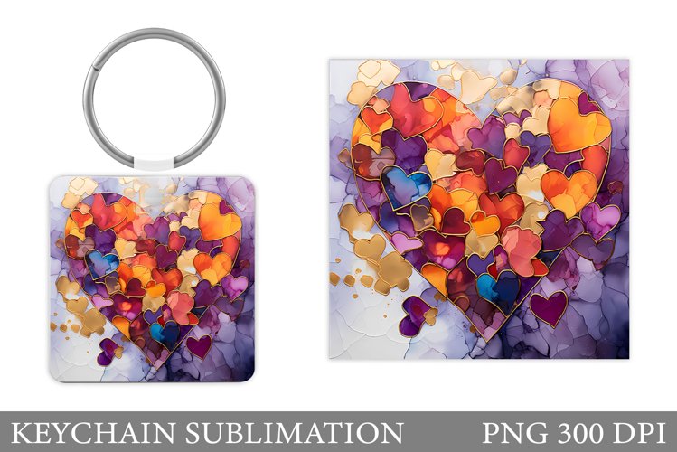 Hearts Keychain Design. Hearts Keychain Sublimation