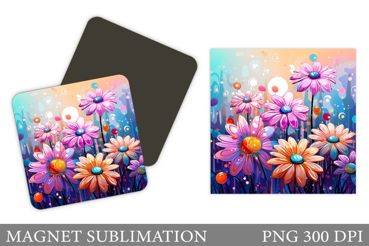 Daisy Magnet Design. Flowers Magnet Sublimation