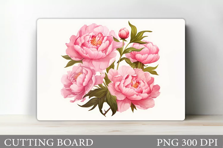 Peony Cutting Board Design. Flowers Cutting Board