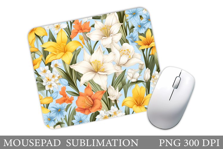 Flowers Mouse Pad Sublimation. Flowers Mouse Pad Design example image 1