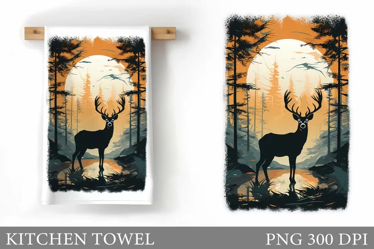 Deer Kitchen Towel Design. Deer Kitchen Towel Sublimation