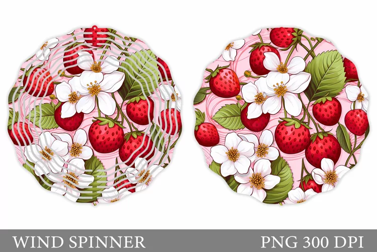 Strawberry Wind Spinner Design. Flowers Wind Spinner