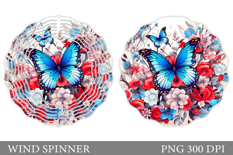 Butterflies Wind Spinner. Flowers Wind Spinner Sublimation