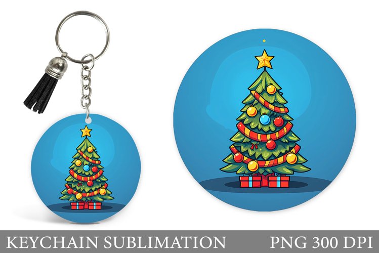 Christmas Tree Keychain. Christmas Keychain Sublimation example image 1