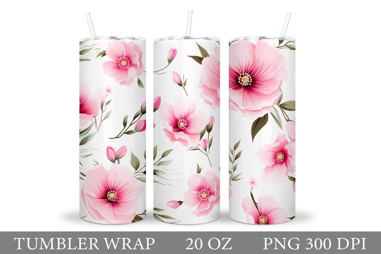 Flowers Tumbler Design. Pink Flowers Tumbler Sublimation