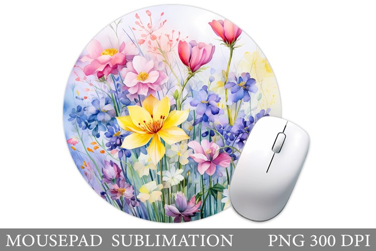 Flowers Mouse Pad Sublimation. Wildflowers Mouse Pad Design