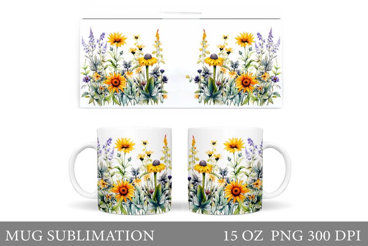 Wildflowers Mug Design. Flowers Mug Sublimation example image 1