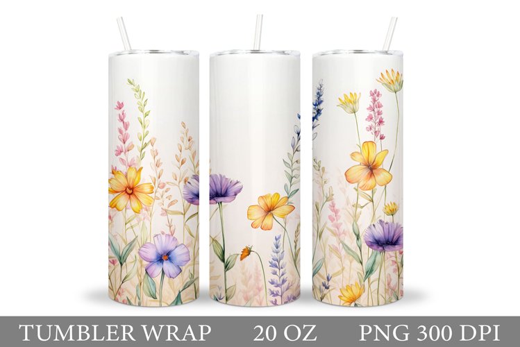 Flowers Tumbler Design. Wildflowers Tumbler Sublimation