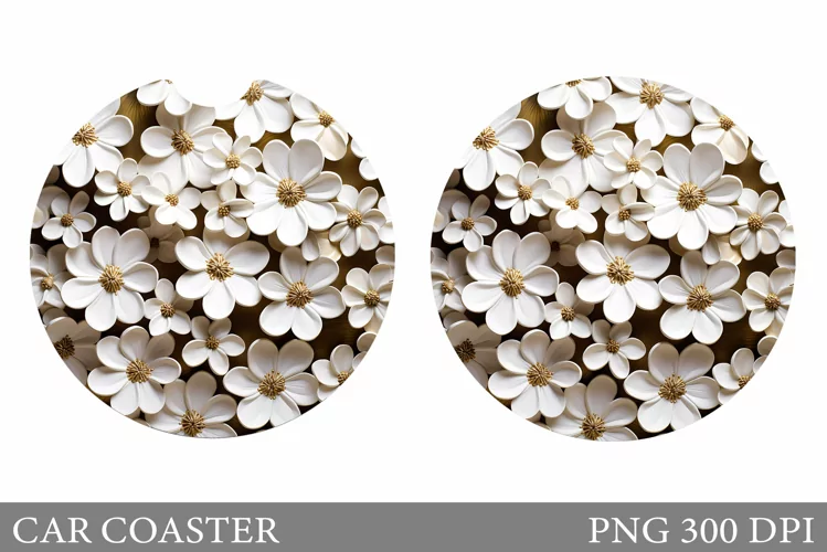 Flowers Car Coaster Design. 3D Flowers Car Coaster
